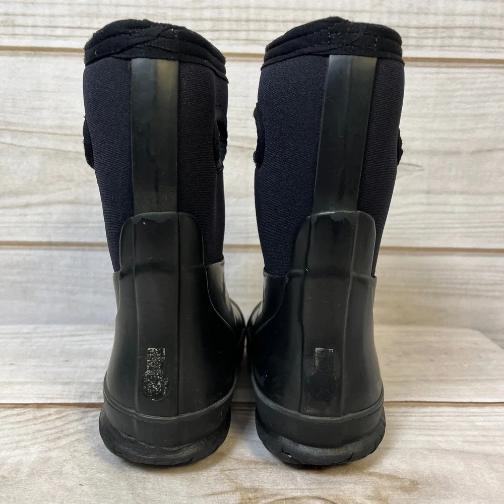 Bogs Kids Classic Waterproof Insulated Rain Snow Boots Black Pull On 12 Boys